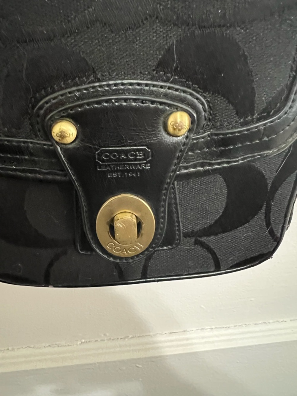 Coach Black Signature Crossbody with Gold Hardware